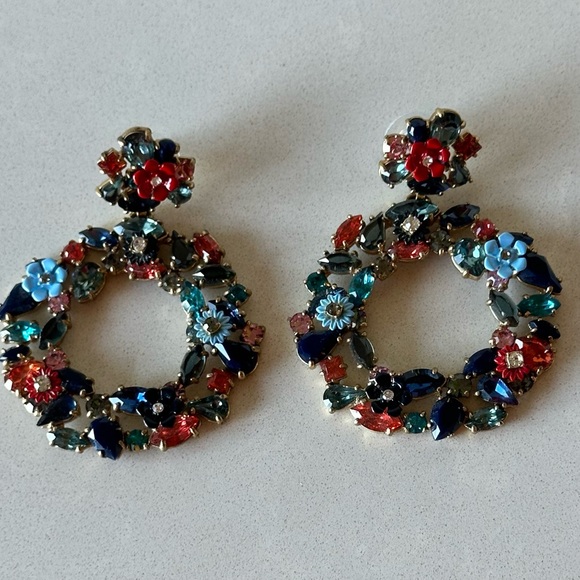 J. Crew Floral Hoop Earrings - Picture 2 of 4